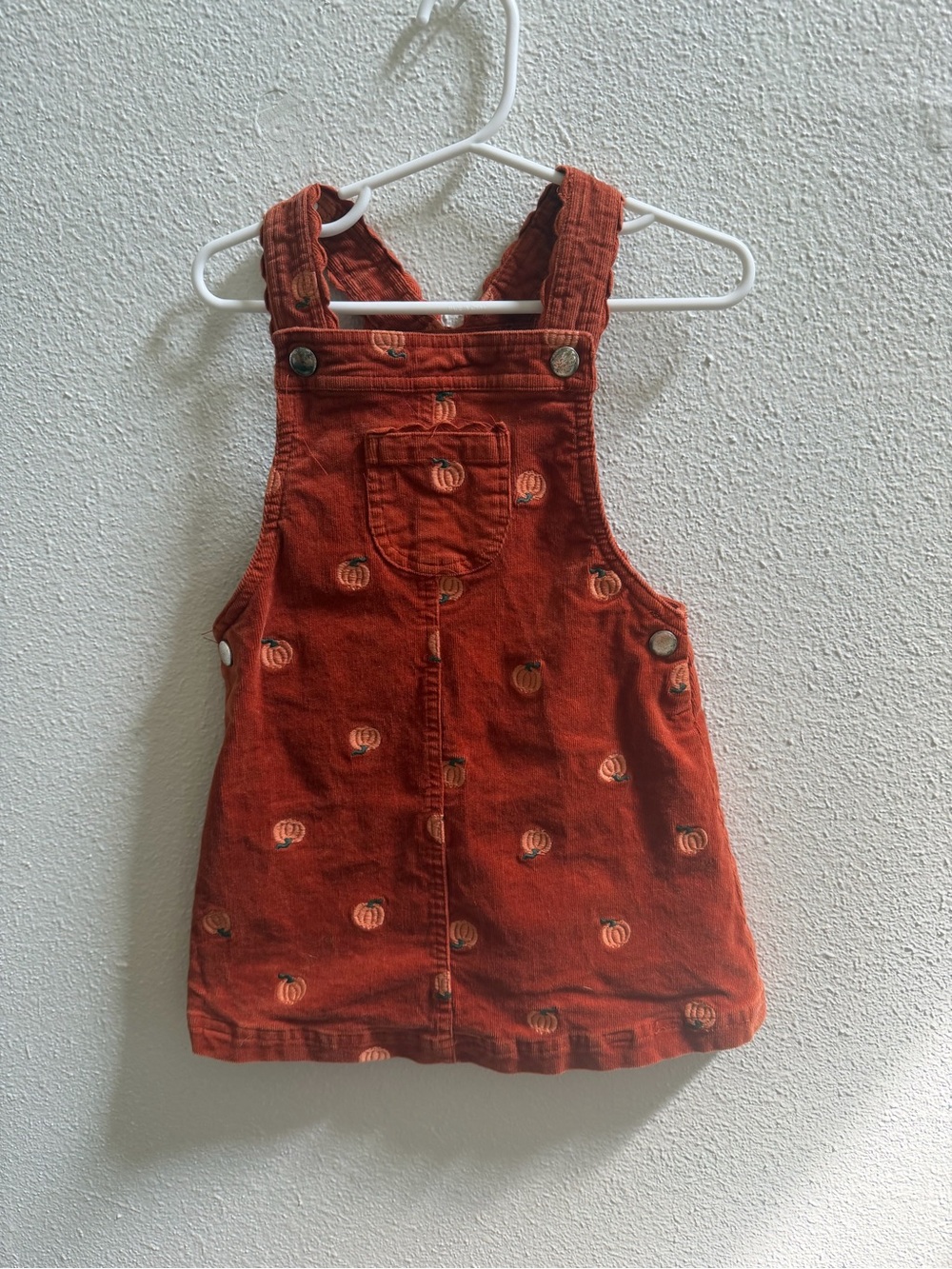 Jessica Simpson Rust Orange Corduroy Pumpkin Overall Dress for Kids
